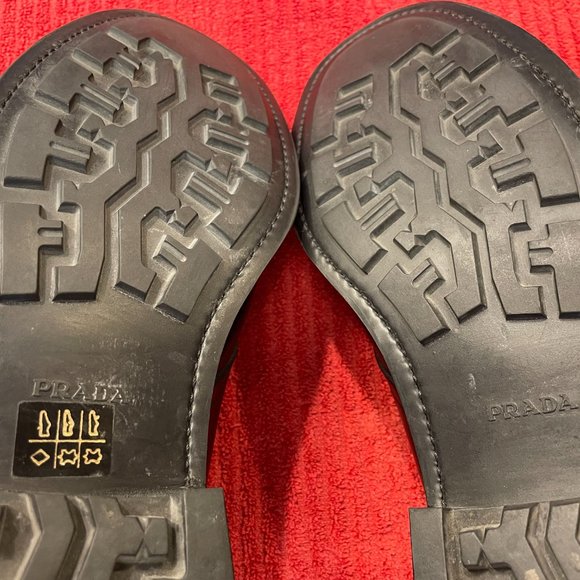 Prada Mens Buckle Boots Black Leather Mid Calf Round Toe Made In Italy - Picture 13 of 16